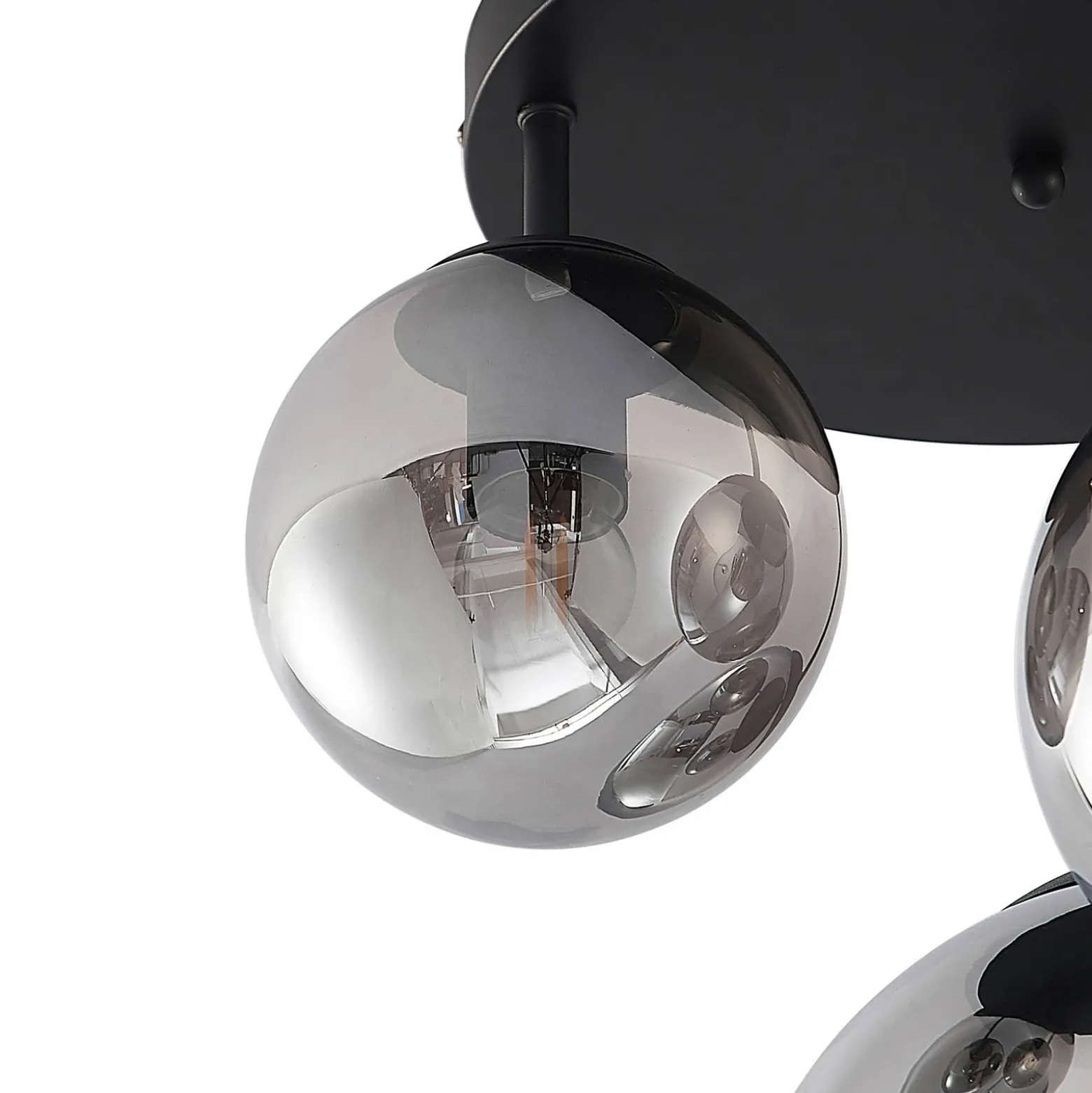 Plafón Lindby Teeja, ahumado, 3 luces, Ø47cm, cristal, E27