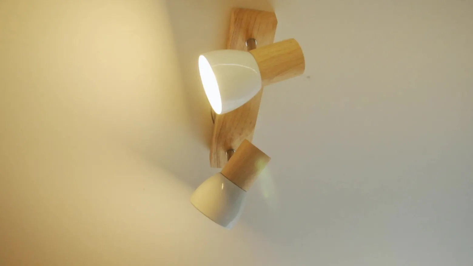 Plafón Lindby Thorin, 27 cm, 2 luces, blanco, madera, E14