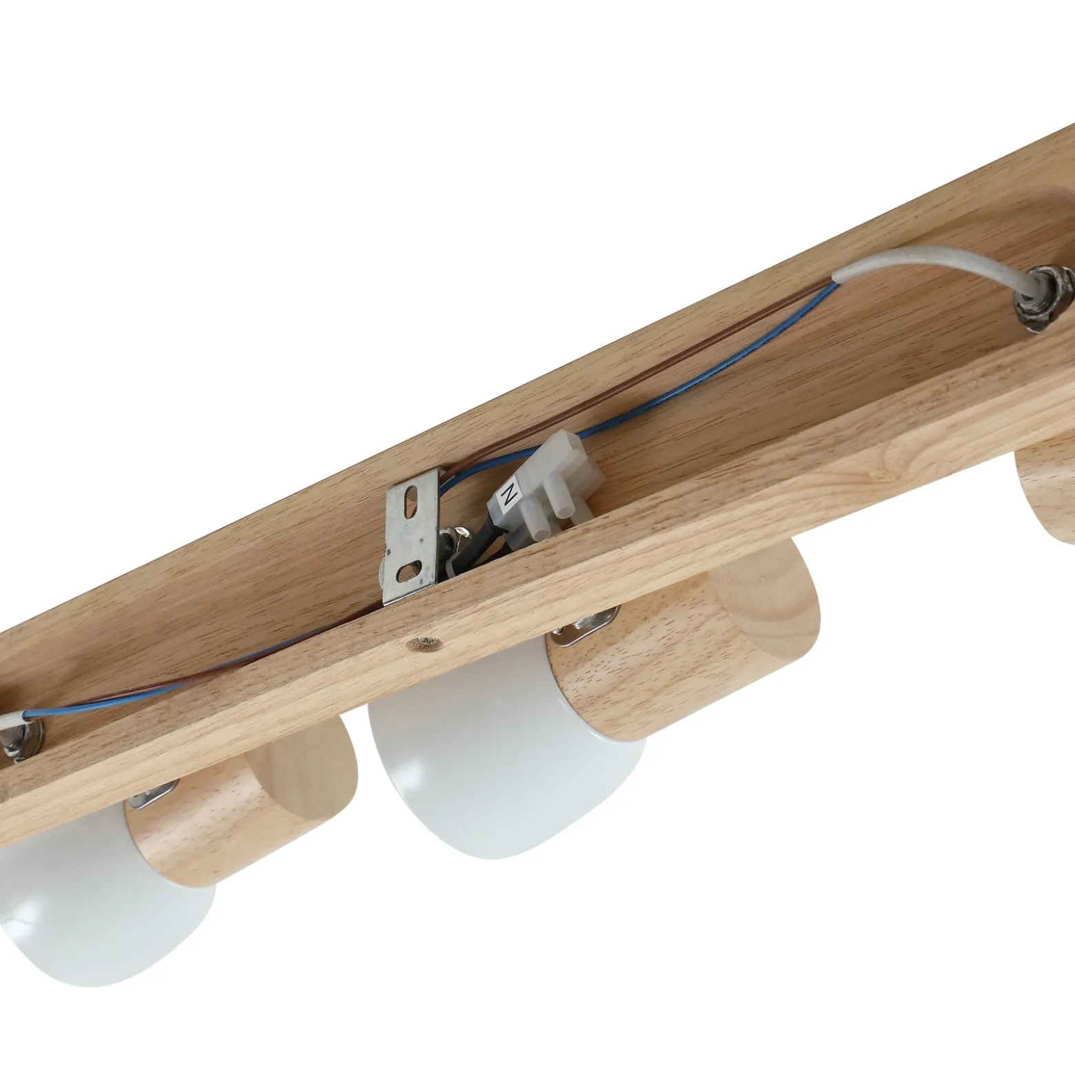 Plafón Lindby Thorin, 47 cm, 3 luces, blanco, madera, E14