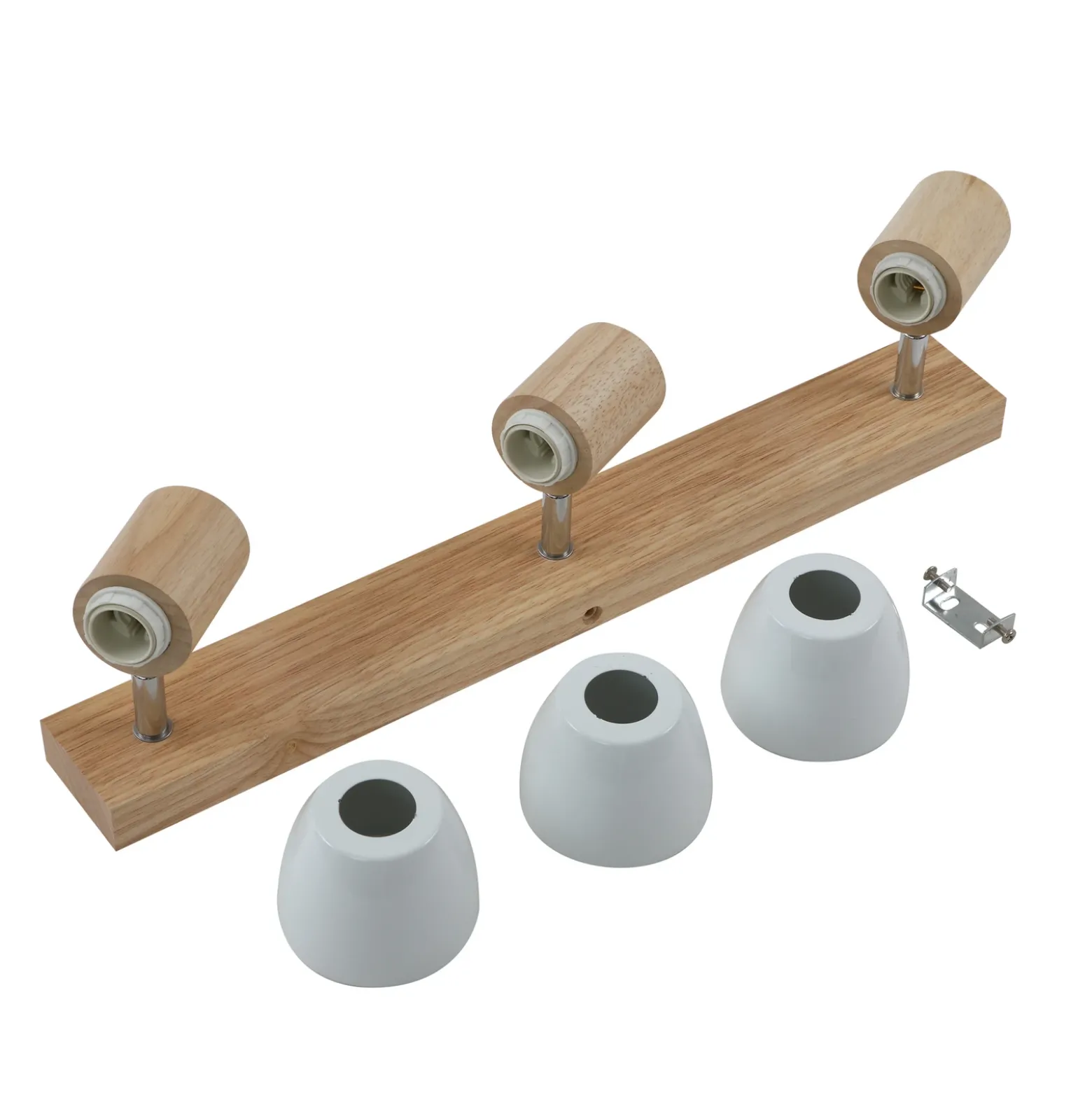 Plafón Lindby Thorin, 47 cm, 3 luces, blanco, madera, E14