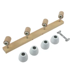 Plafón Lindby Thorin, 67 cm, 4 luces, blanco, madera, E14