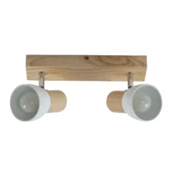 Plafón Lindby Thorin, 27 cm, 2 luces, blanco, madera, E14