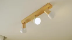 Plafón Lindby Thorin, 47 cm, 3 luces, blanco, madera, E14