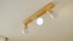 Plafón Lindby Thorin, 47 cm, 3 luces, blanco, madera, E14