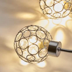 Plafón Lindby Tyron, Ø 65 cm, cromo, cristal, metal