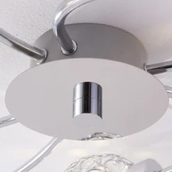 Plafón Lindby Tyron, Ø 65 cm, cromo, cristal, metal