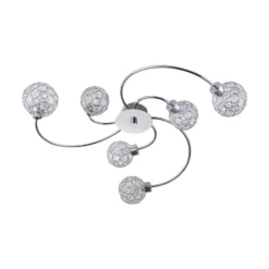 Plafón Lindby Tyron, Ø 65 cm, cromo, cristal, metal