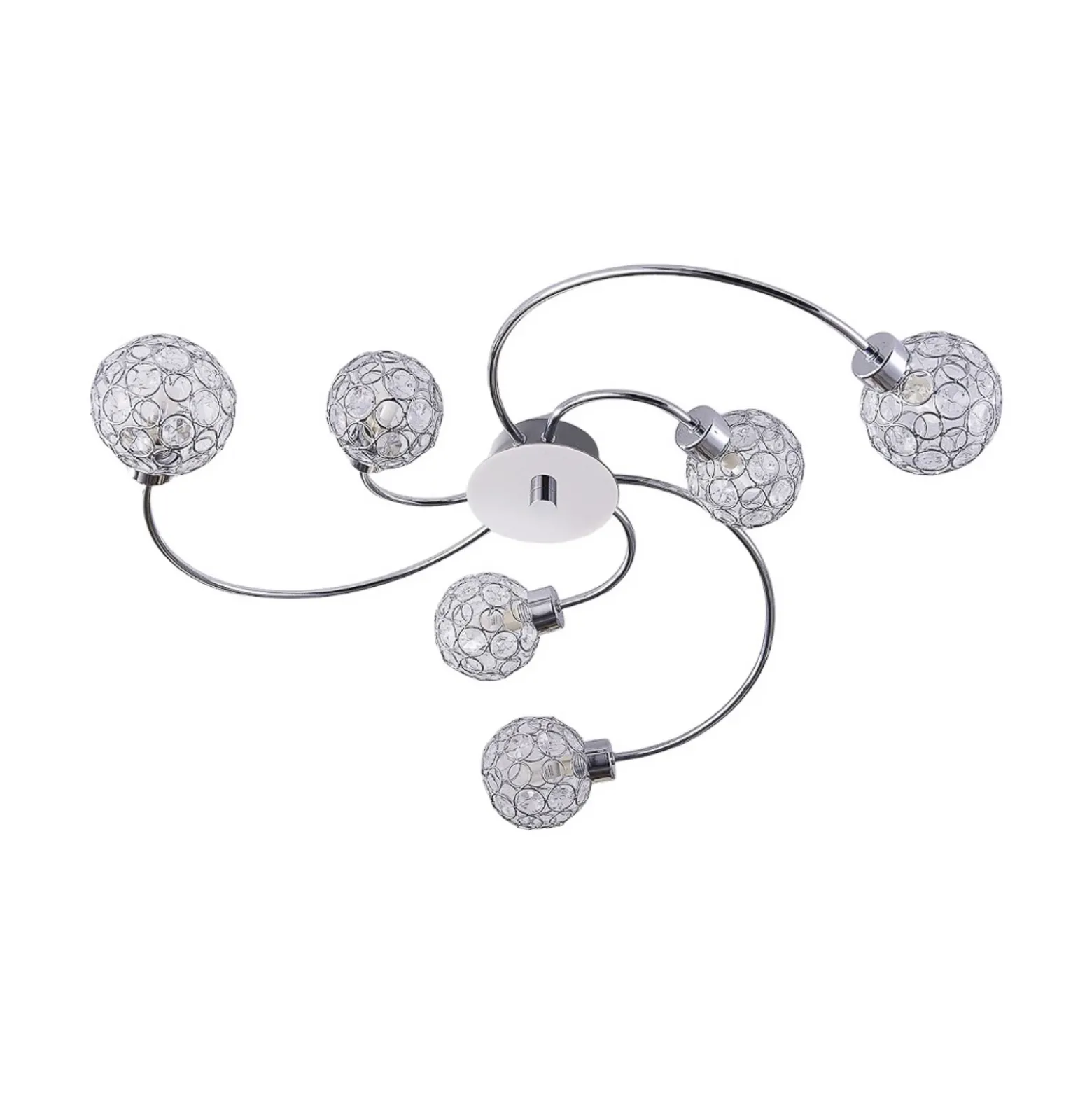 Plafón Lindby Tyron, Ø 65 cm, cromo, cristal, metal