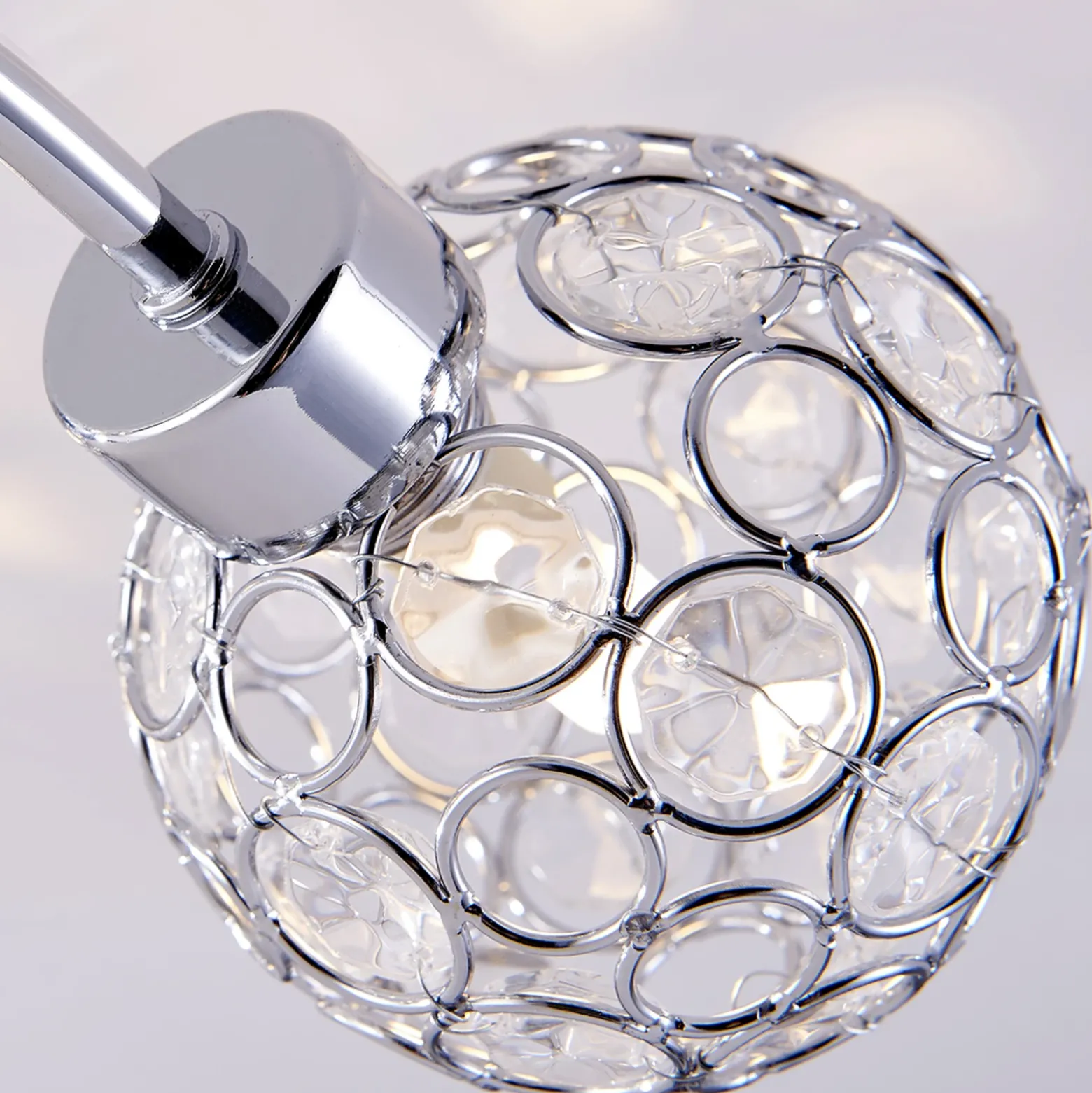 Plafón Lindby Tyron, Ø 65 cm, cromo, cristal, metal