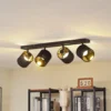 Plafón Lindby Vasilia, 4 luces, negro/oro, tela