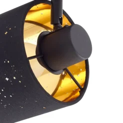 Plafón Lindby Vasilia, 4 luces, negro/oro, tela