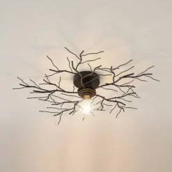 Plafón Lindby Vetki, Ø 60 cm, negro, 1 luz, metal