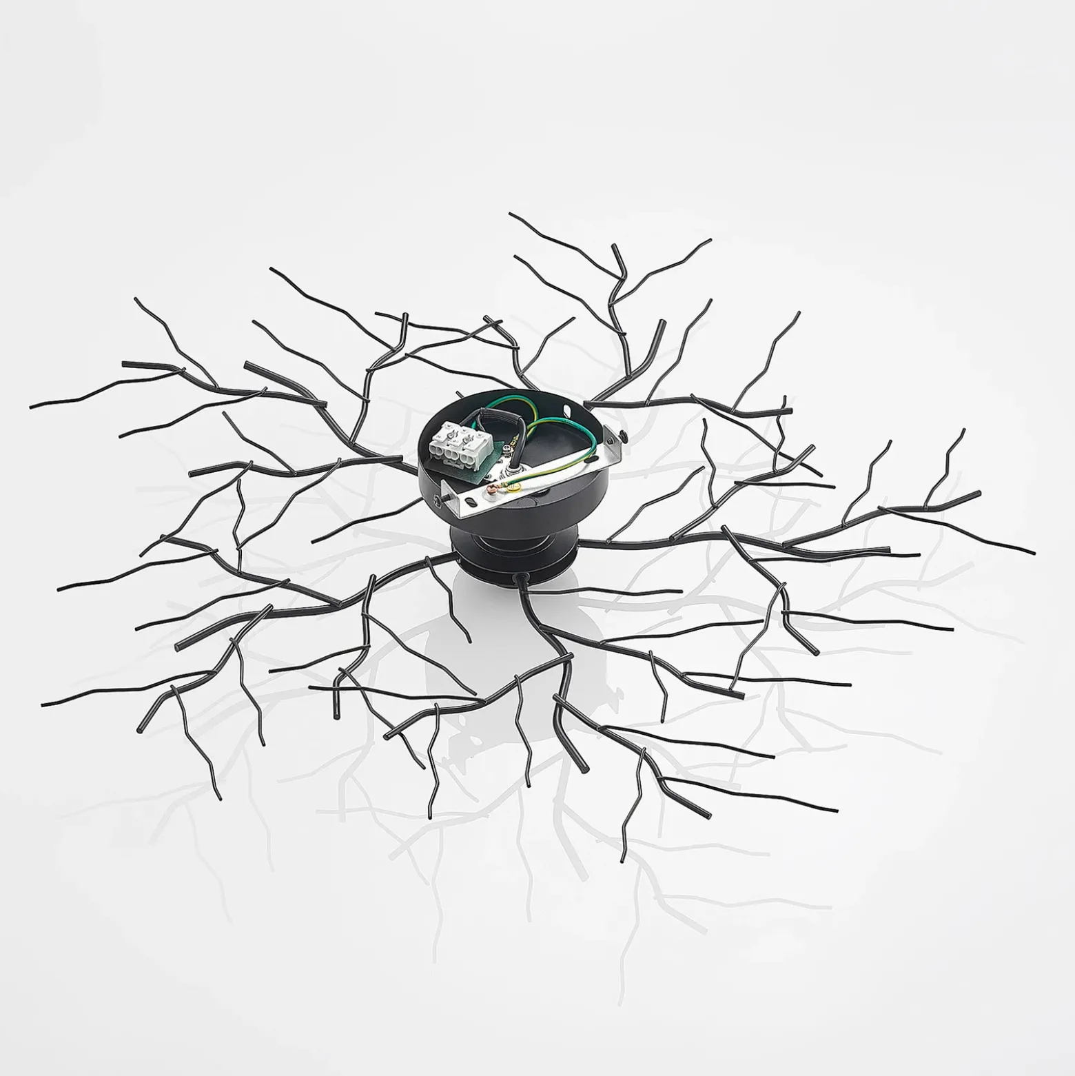 Plafón Lindby Vetki, Ø 60 cm, negro, 1 luz, metal