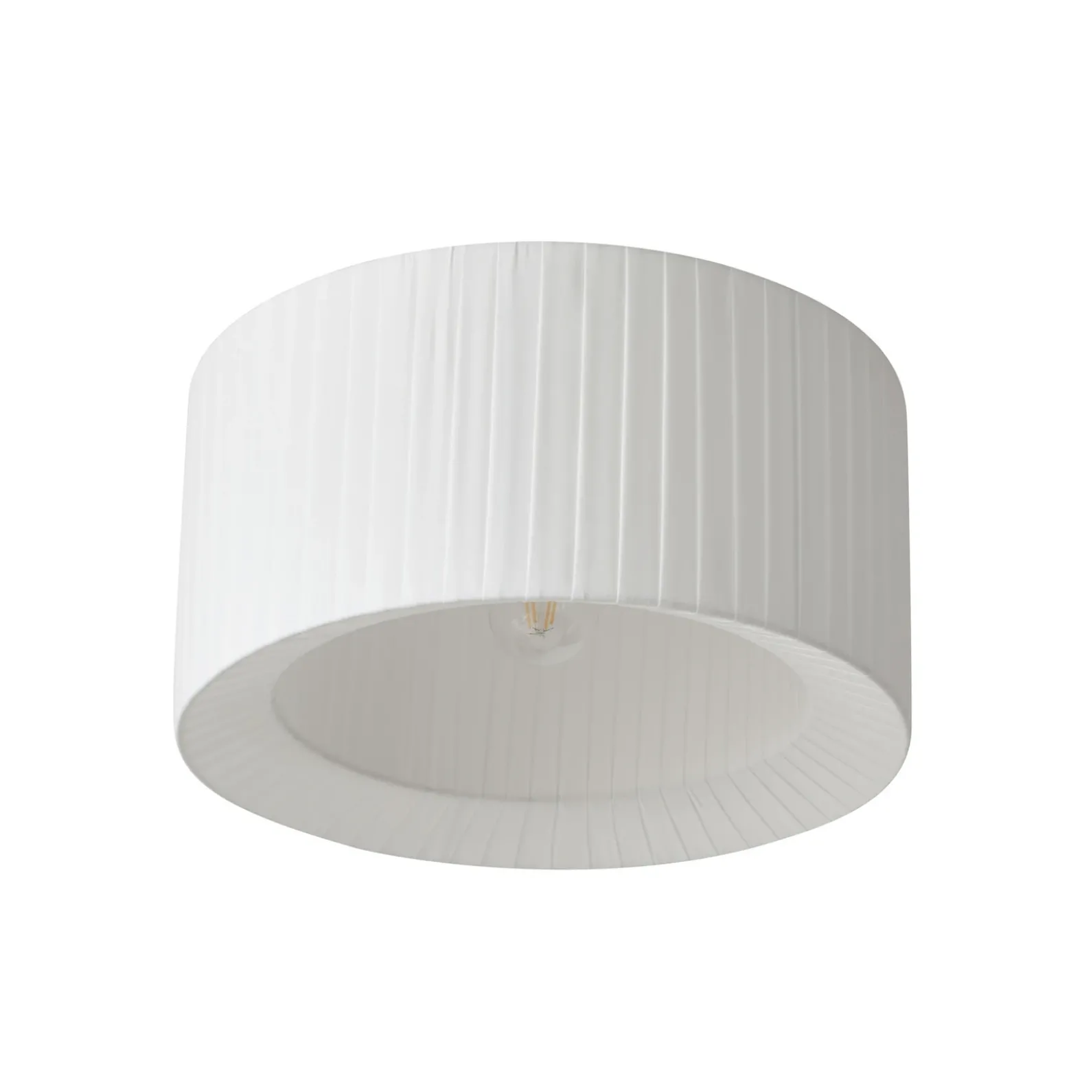 Plafón Lindby Virelle, blanca, textil, Ø 40 cm, E27