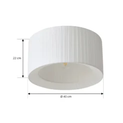 Plafón Lindby Virelle, blanca, textil, Ø 40 cm, E27