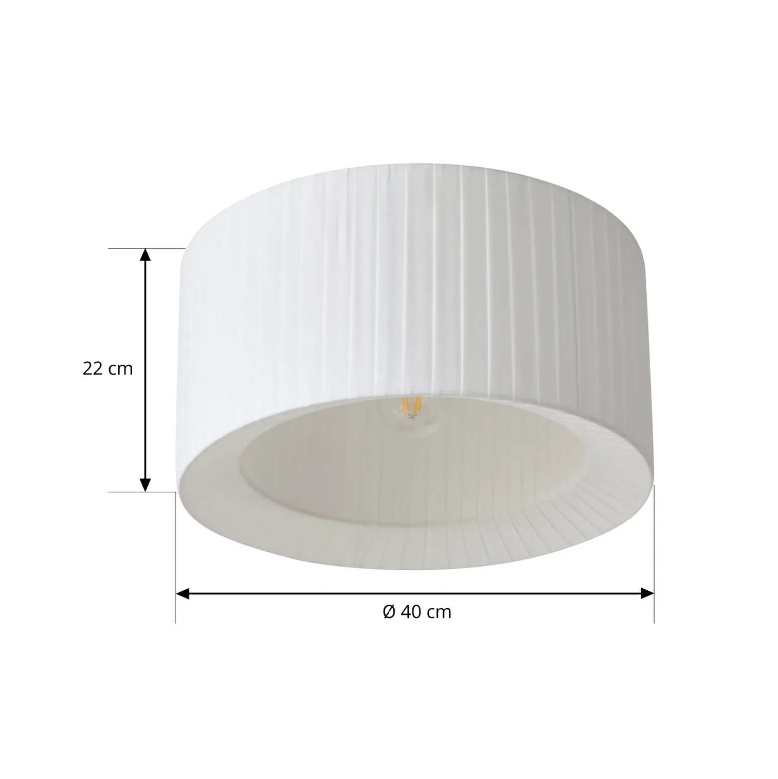 Plafón Lindby Virelle, blanca, textil, Ø 40 cm, E27