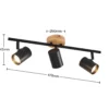 Plafón Lindby Xiomara, 3 luces, 68 cm de largo, madera