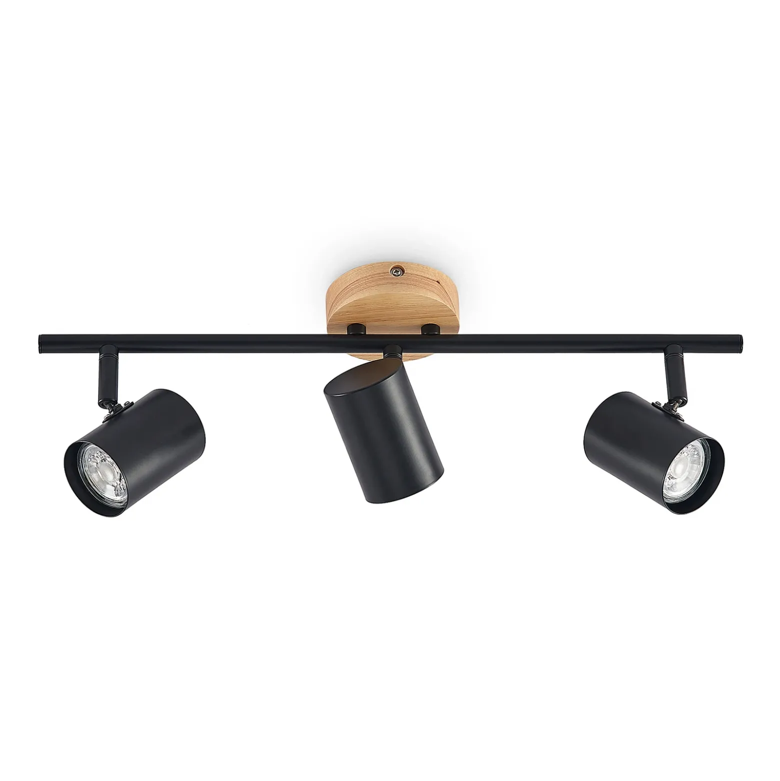 Plafón Lindby Xiomara, 3 luces, 68 cm de largo, madera