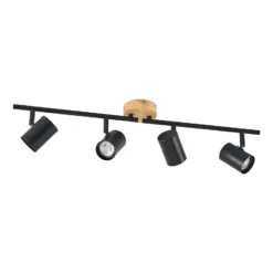 Plafón Lindby Xiomara, 4 luces, 68 cm de largo, madera