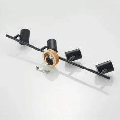Plafón Lindby Xiomara, 4 luces, 68 cm de largo, madera