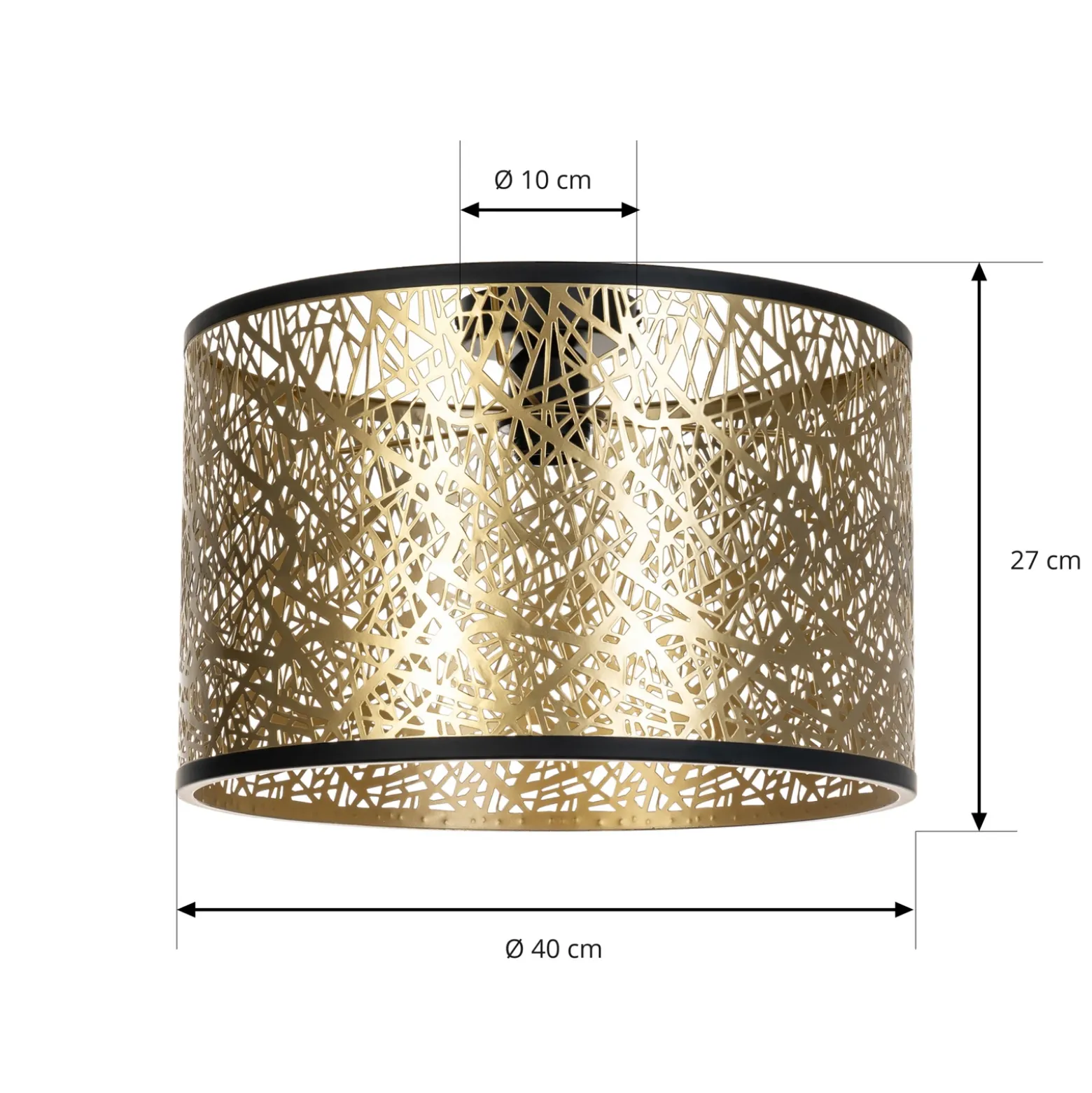 Plafón Lindby Yonah, dorado, metal, Ø 40 cm, E27
