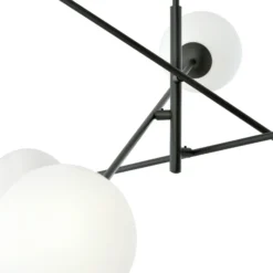 Plafón lineal, negro/ópalo, 6 luces