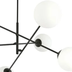 Plafón lineal, negro/ópalo, 6 luces