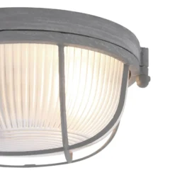 Plafón Lisanne, gris, Ø 17 cm, metal, cristal, E27