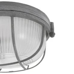 Plafón Lisanne, gris, Ø 17 cm, metal, cristal, E27