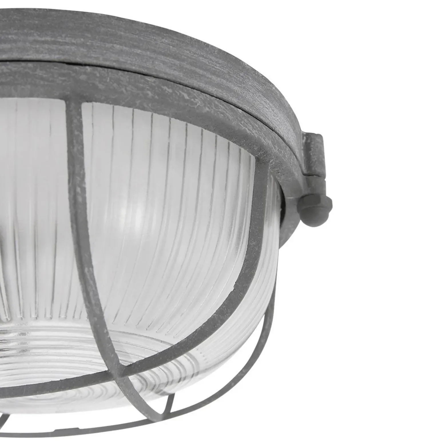 Plafón Lisanne, gris, Ø 17 cm, metal, cristal, E27