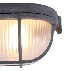 Plafón Lisanne, gris, ovalado, metal, cristal, E27