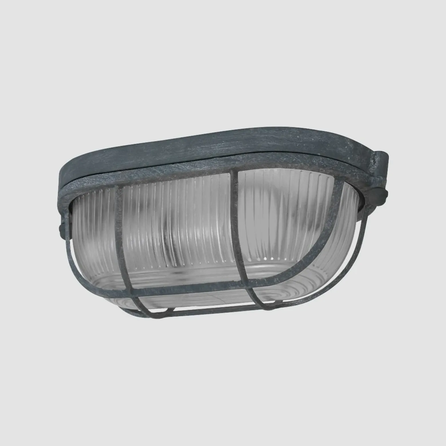 Plafón Lisanne, gris, ovalado, metal, cristal, E27