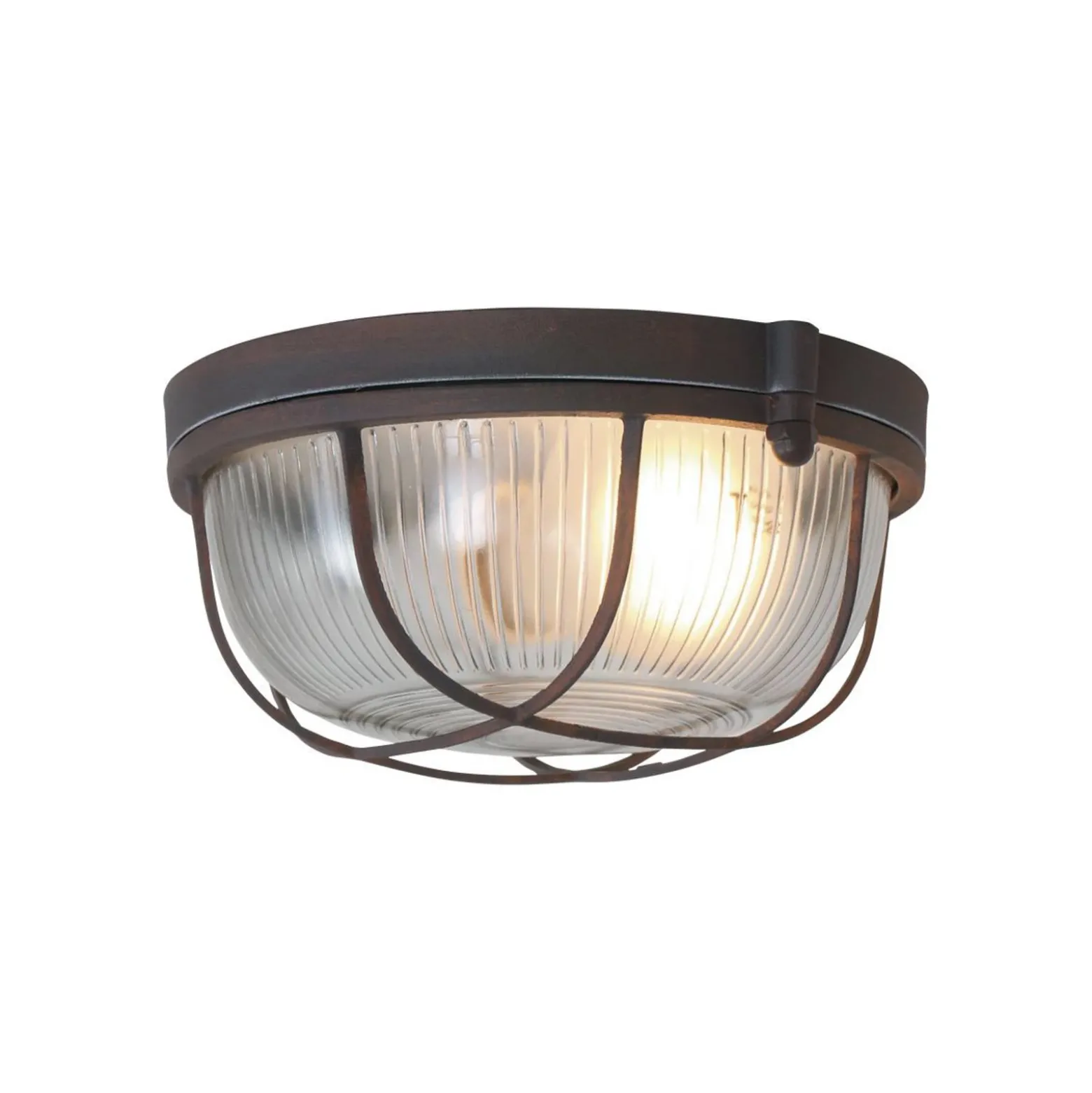 Plafón Lisanne, marrón, Ø 17 cm, metal, cristal, E27