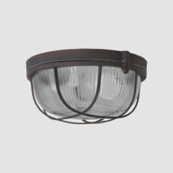 Plafón Lisanne, marrón, Ø 17 cm, metal, cristal, E27