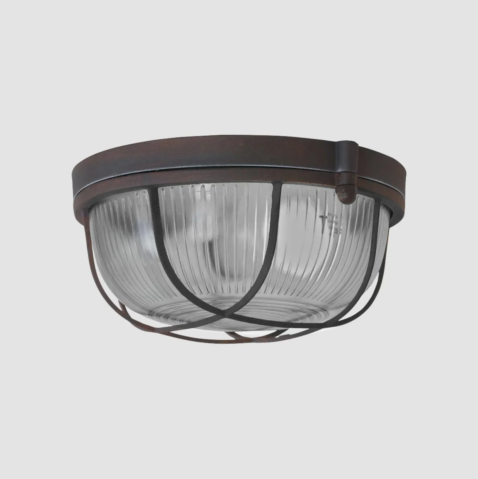 Plafón Lisanne, marrón, Ø 17 cm, metal, cristal, E27