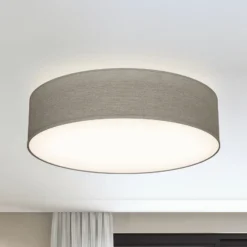 Plafón Litora, gris topo, Ø 38 cm, textil, E27