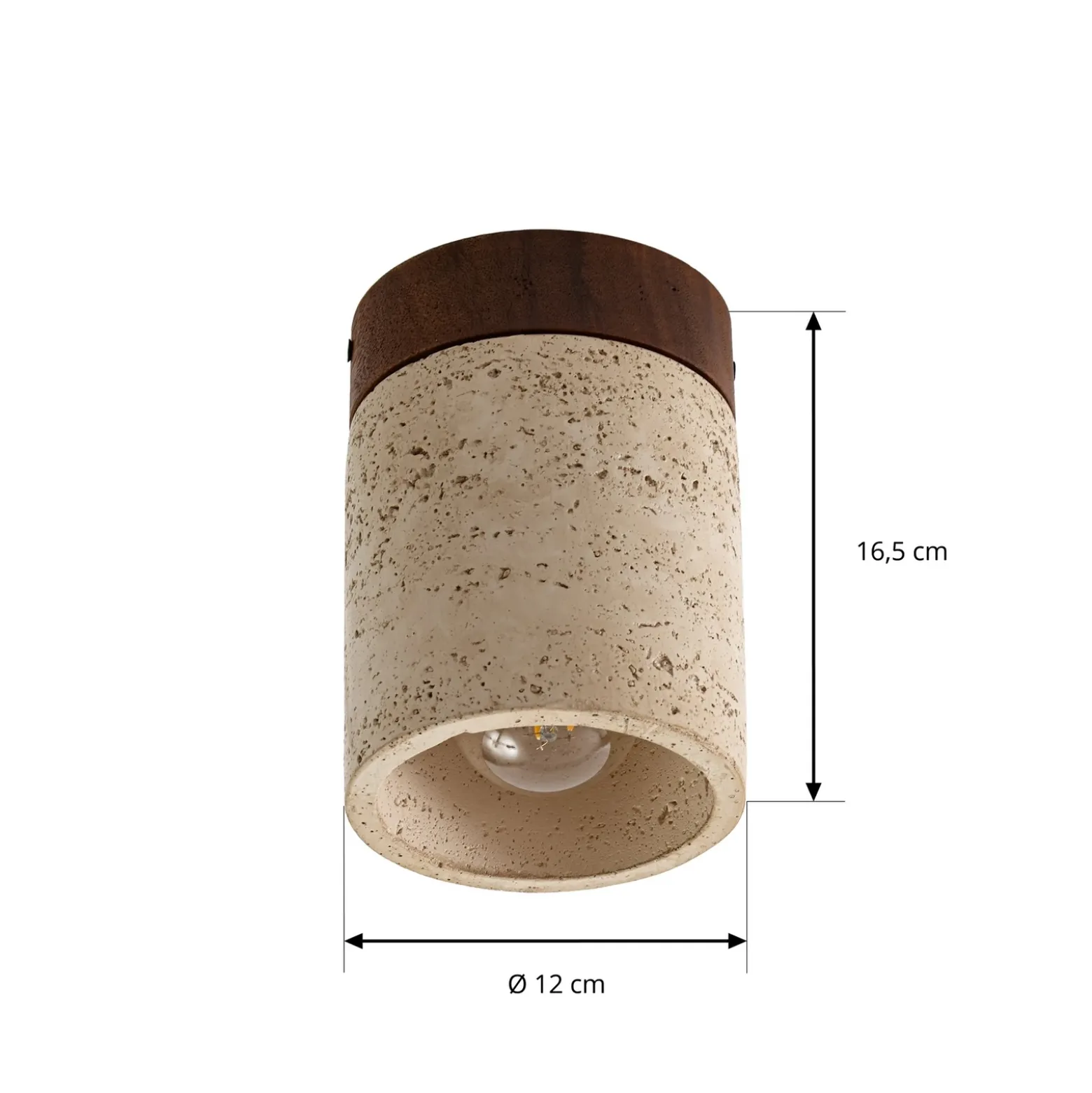 Plafón Lucande Carlotta, Ø 12 cm, beige, hormigón, E27