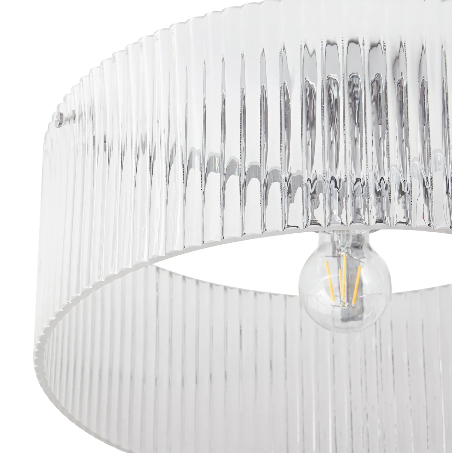 Plafón Lucande Meritt, cromada/transparente, Ø 40 cm, cristal
