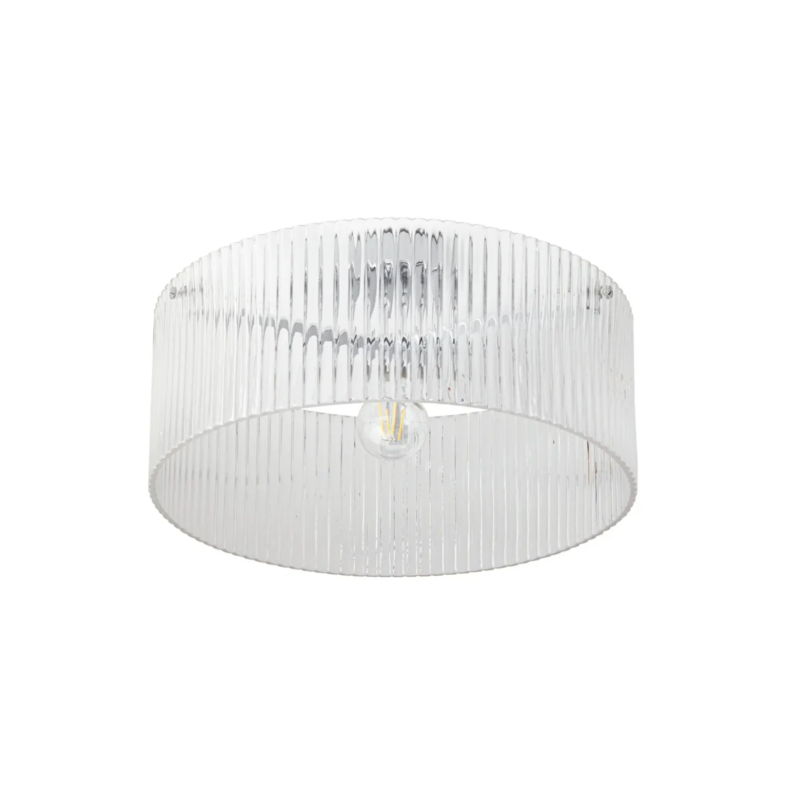Plafón Lucande Meritt, cromada/transparente, Ø 40 cm, cristal