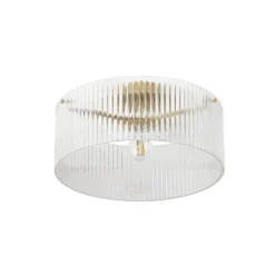 Plafón Lucande Meritt, latón/transparente, Ø 40 cm, cristal