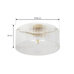 Plafón Lucande Meritt, latón/transparente, Ø 40 cm, cristal