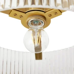 Plafón Lucande Meritt, latón/transparente, Ø 40 cm, cristal
