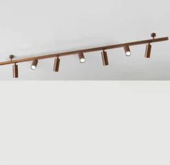 Plafón 7536, madera bruñida, 7 luces, GU10