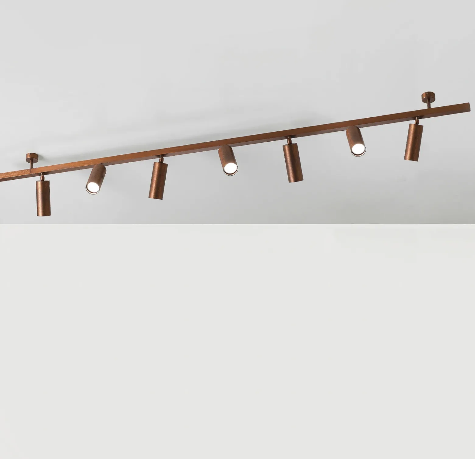 Plafón 7536, madera bruñida, 7 luces, GU10