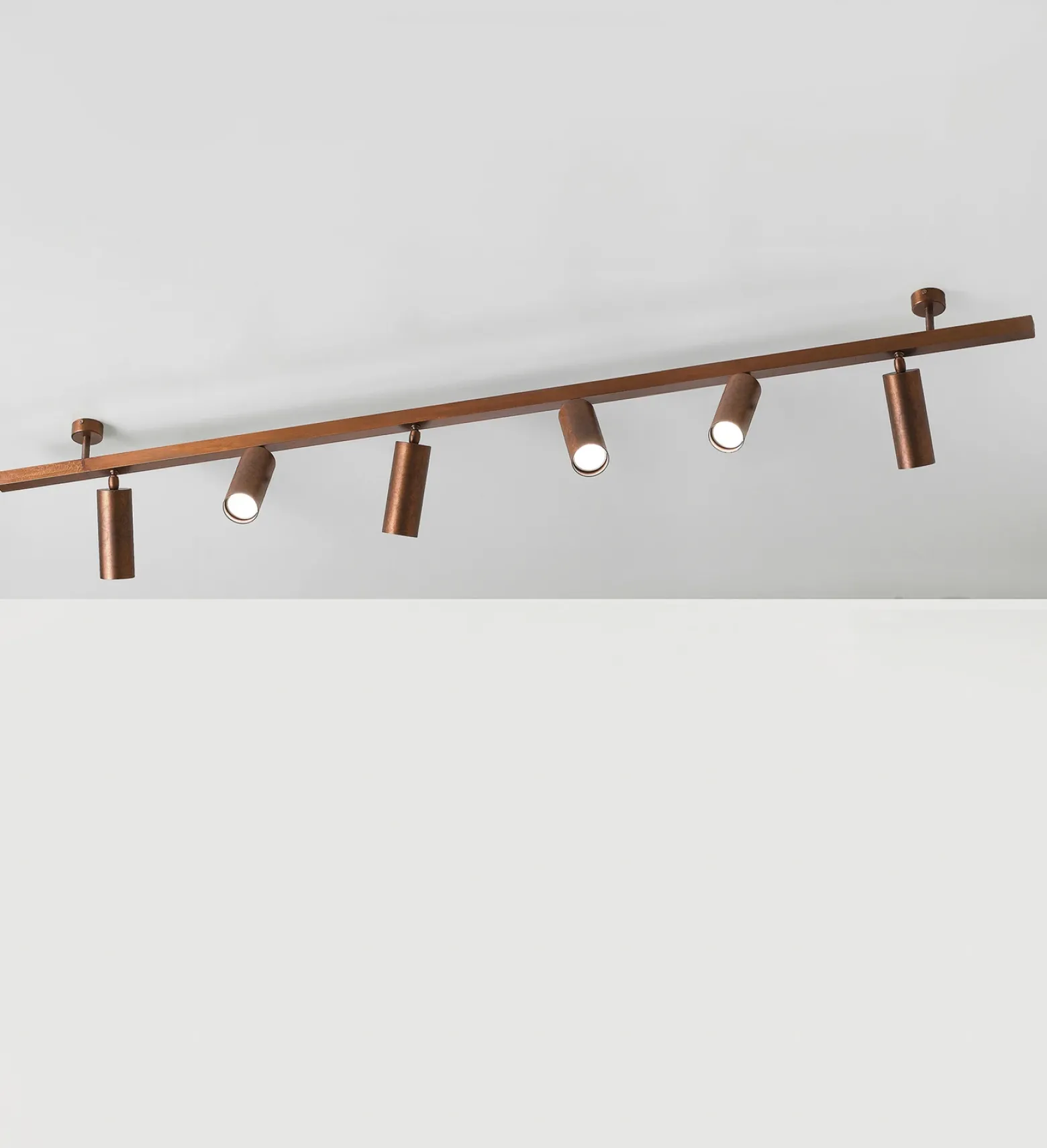 Plafón 7535, madera bruñida, 6 luces, GU10