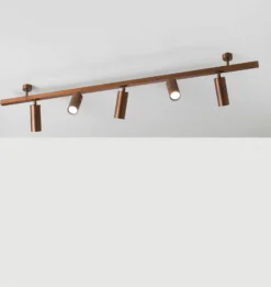 Plafón 7534, madera bruñida, 5 luces, GU10