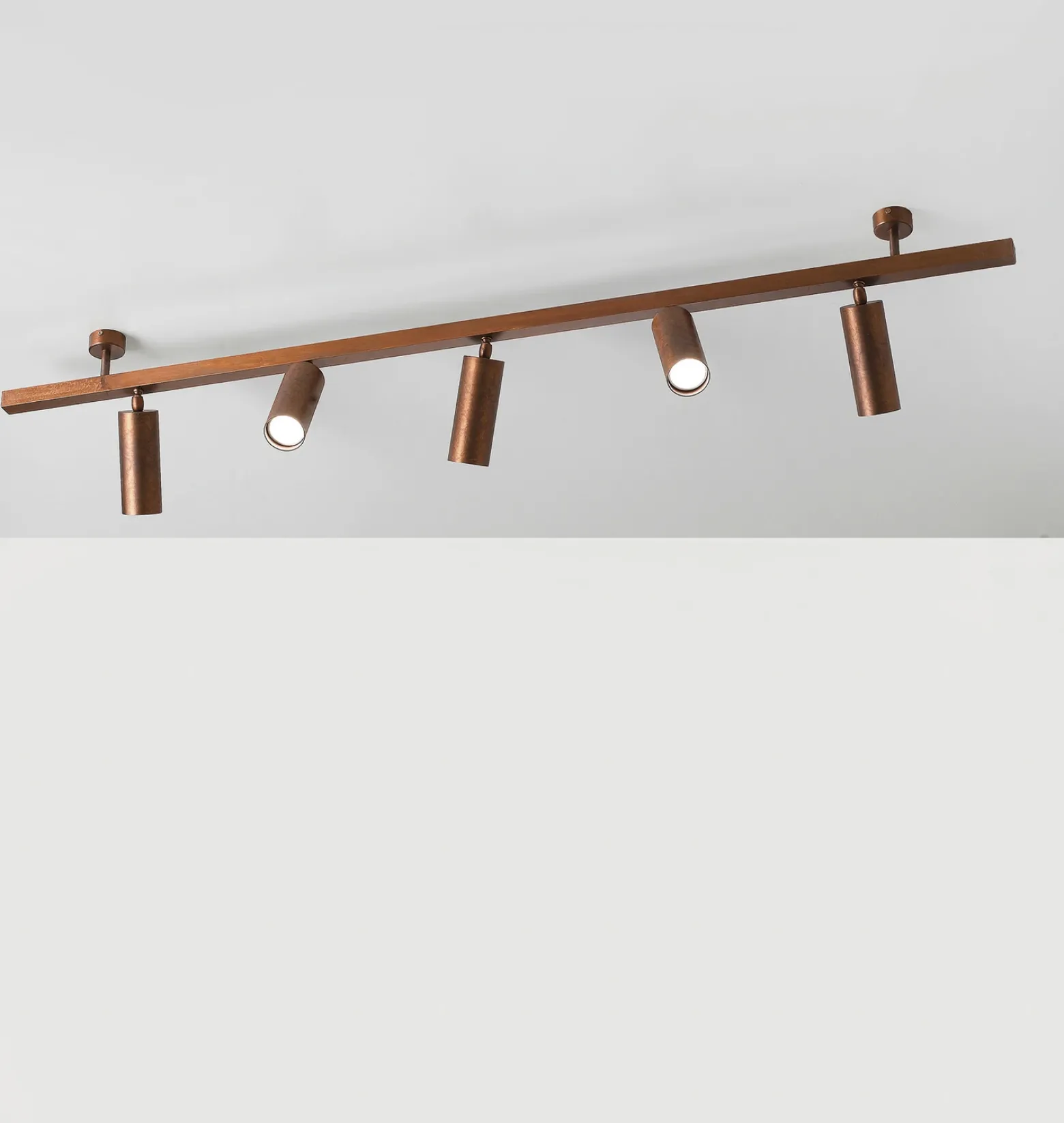 Plafón 7534, madera bruñida, 5 luces, GU10