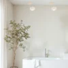 Plafón Mado, beige, 1 luz, altura 21 cm, acero/vidrio