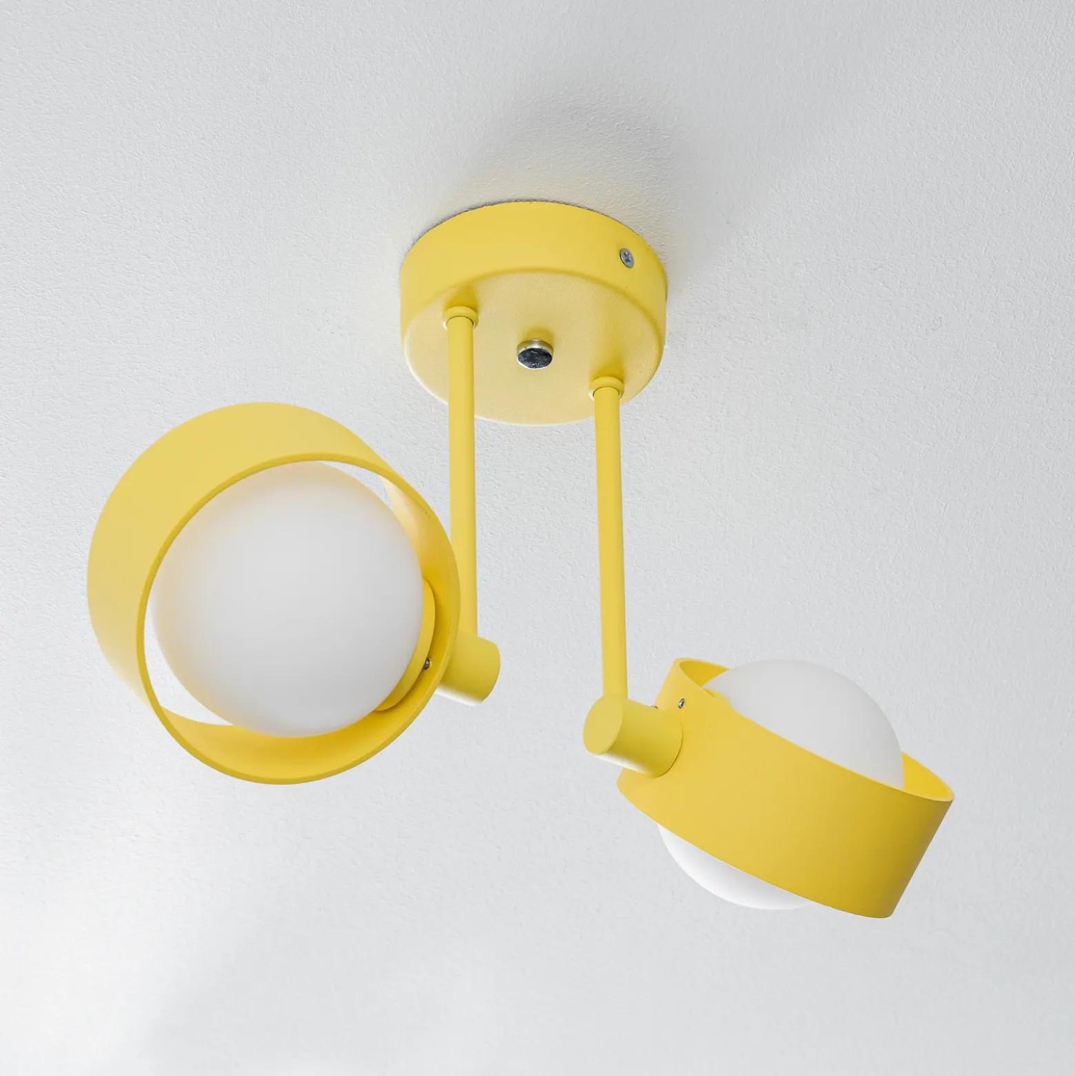Plafón Mado de acero, amarillo, 2 luces