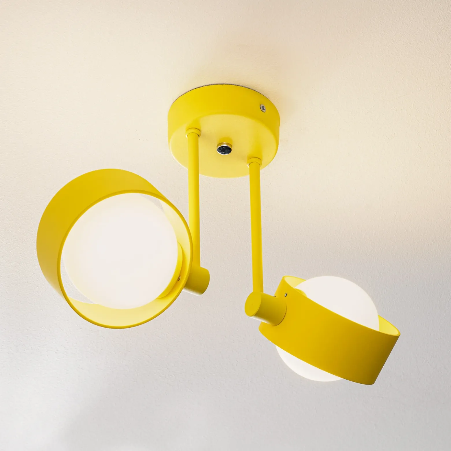 Plafón Mado de acero, amarillo, 2 luces